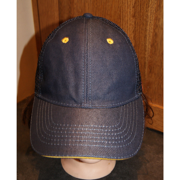 McDonalds Employee Snapback Hat Adjustable Mesh Back Trucker Cap Denim Style - Picture 2 of 6